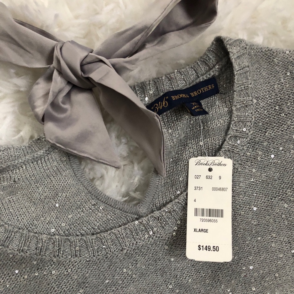 Brand New Sequin Sweater Ribbon Tie Back